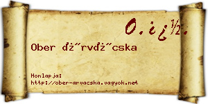 Ober Árvácska névjegykártya
